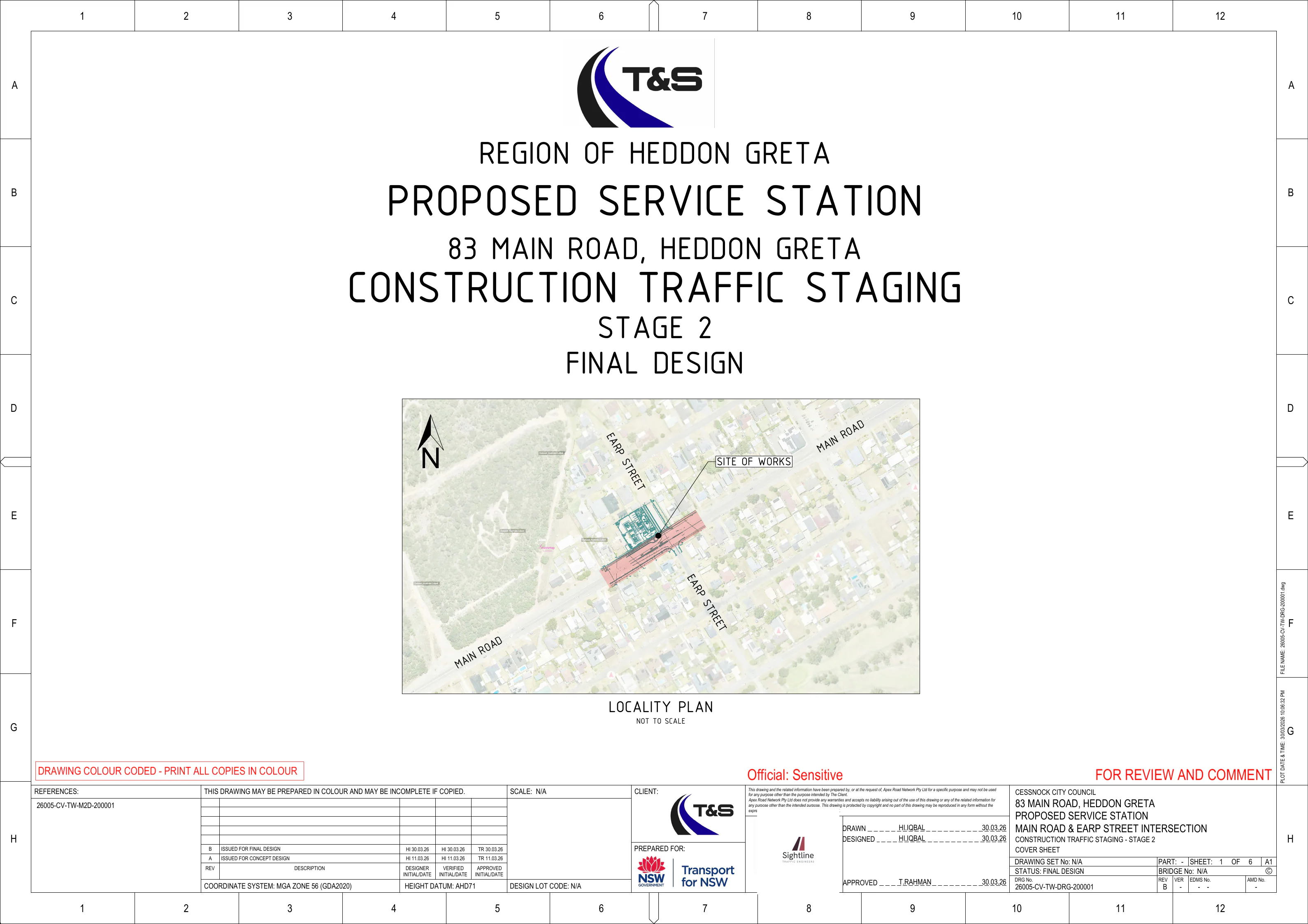 Stage 2 construction traffic staging cover sheet for 83 Main Road, Heddon Greta